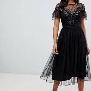 NWT Frock & Frill Midi Black Sequined Formal Dress